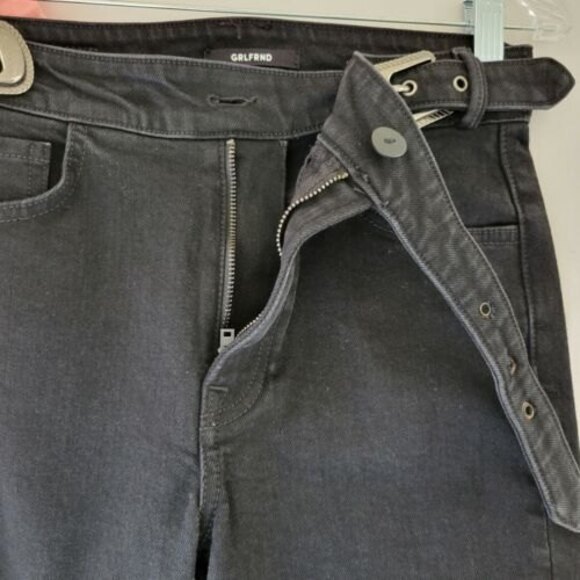 Grlfrnd High-Rise Jeans Women's 27 Black Zoey Double Western Buckle Belted - Picture 6 of 12